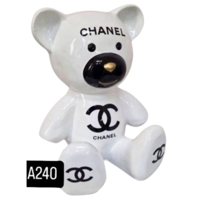 Ourson 35cm Chanel Logo Noir Blanc