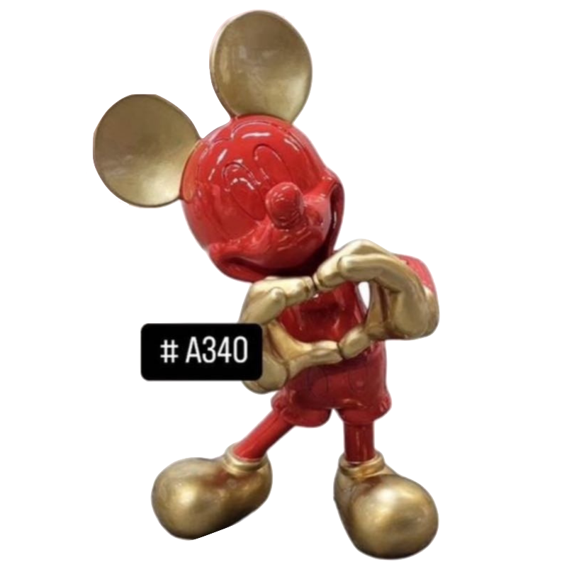 Mickey 65cm Coeur Rouge Or