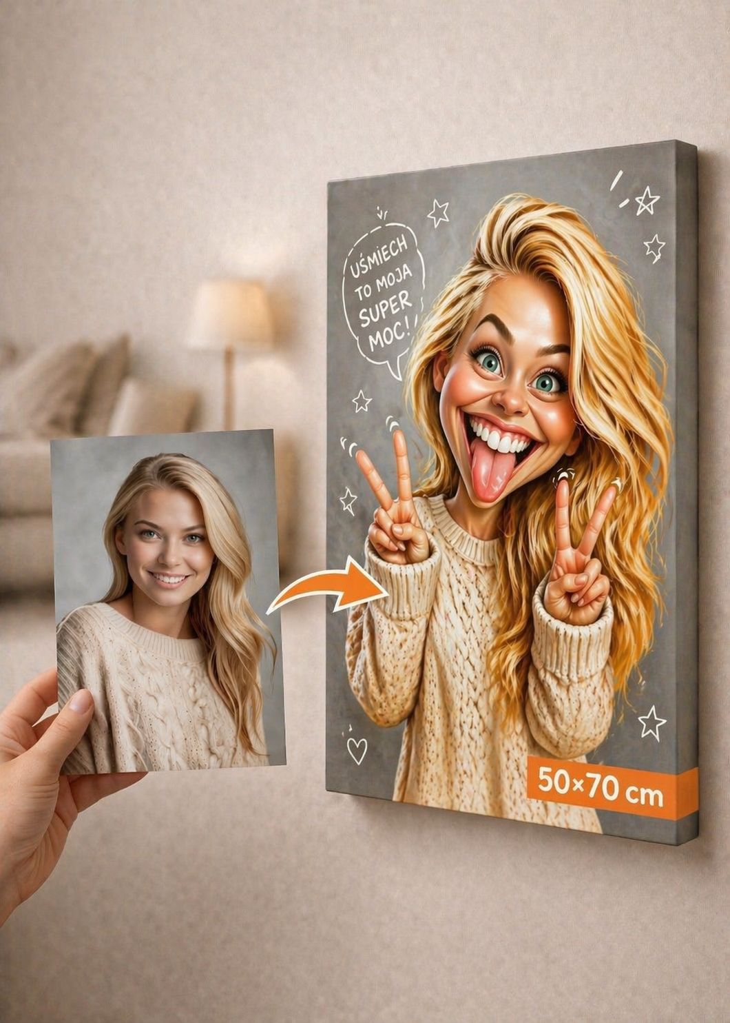 Karykatura druk na płótnie 50x70 cm