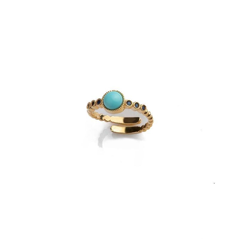 Anello regolabile dorato con pietra turchese – Design raffinato con dettagli luminosi