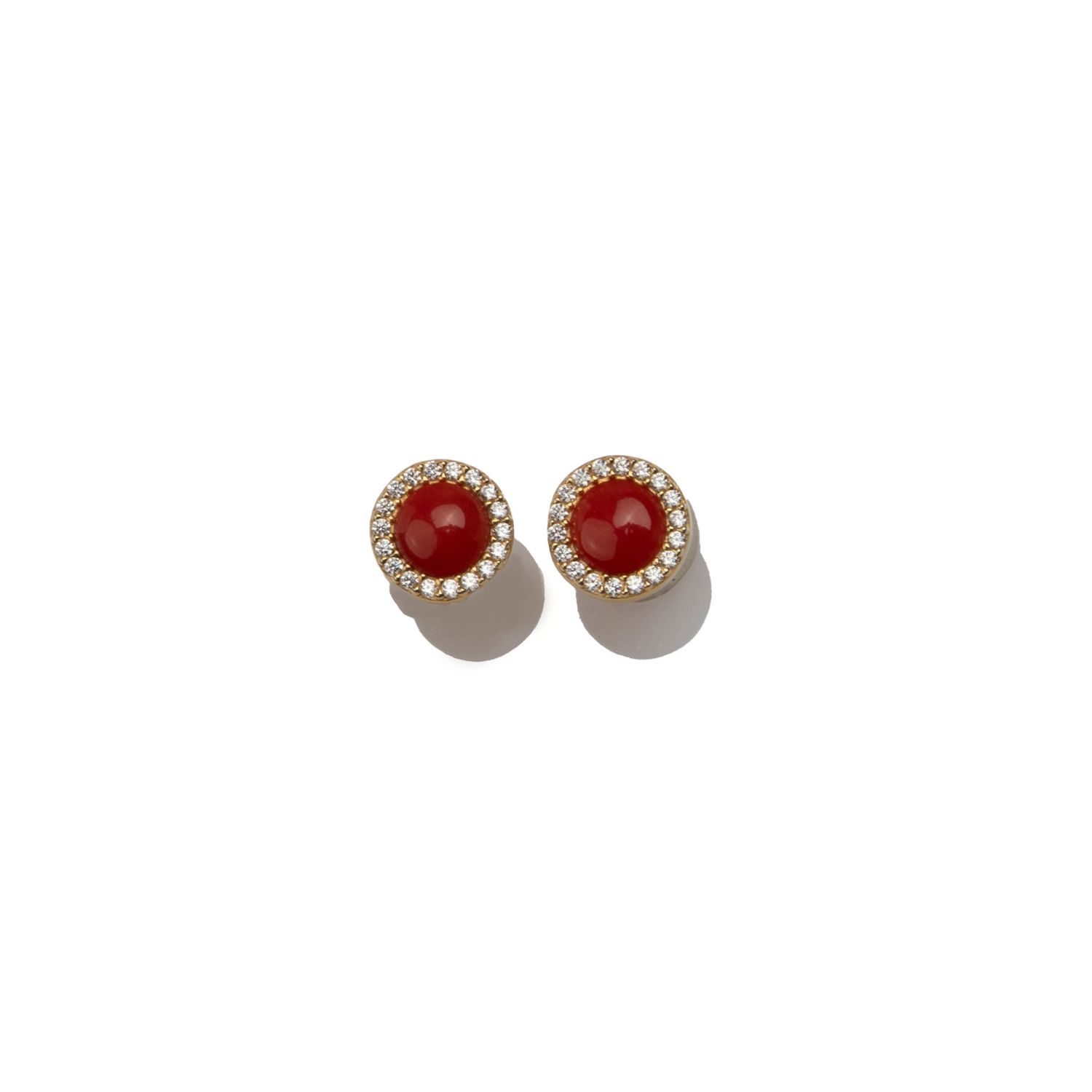 Orecchini Punto Luce Corallo Rosso Vintage finitura placcata oro