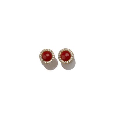 Orecchini Punto Luce Corallo Rosso Vintage finitura placcata oro
