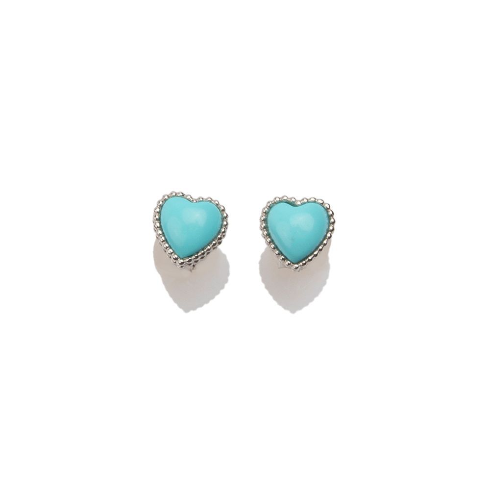 Orecchini a cuore in argento con pietra turchese