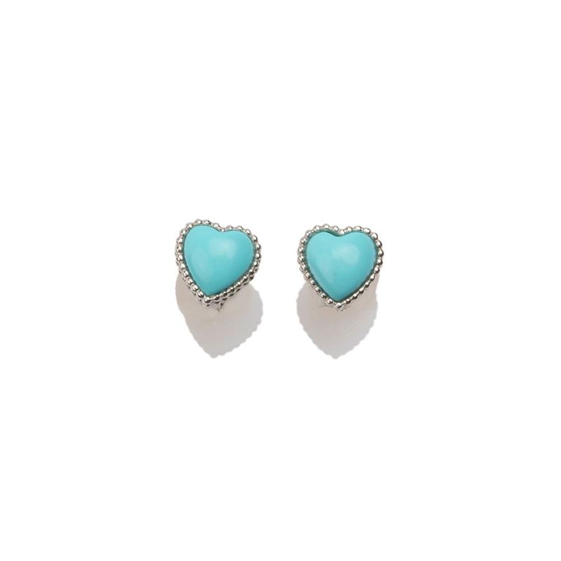 Orecchini a cuore in argento con pietra turchese