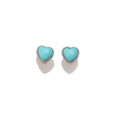 Orecchini a cuore in argento con pietra turchese