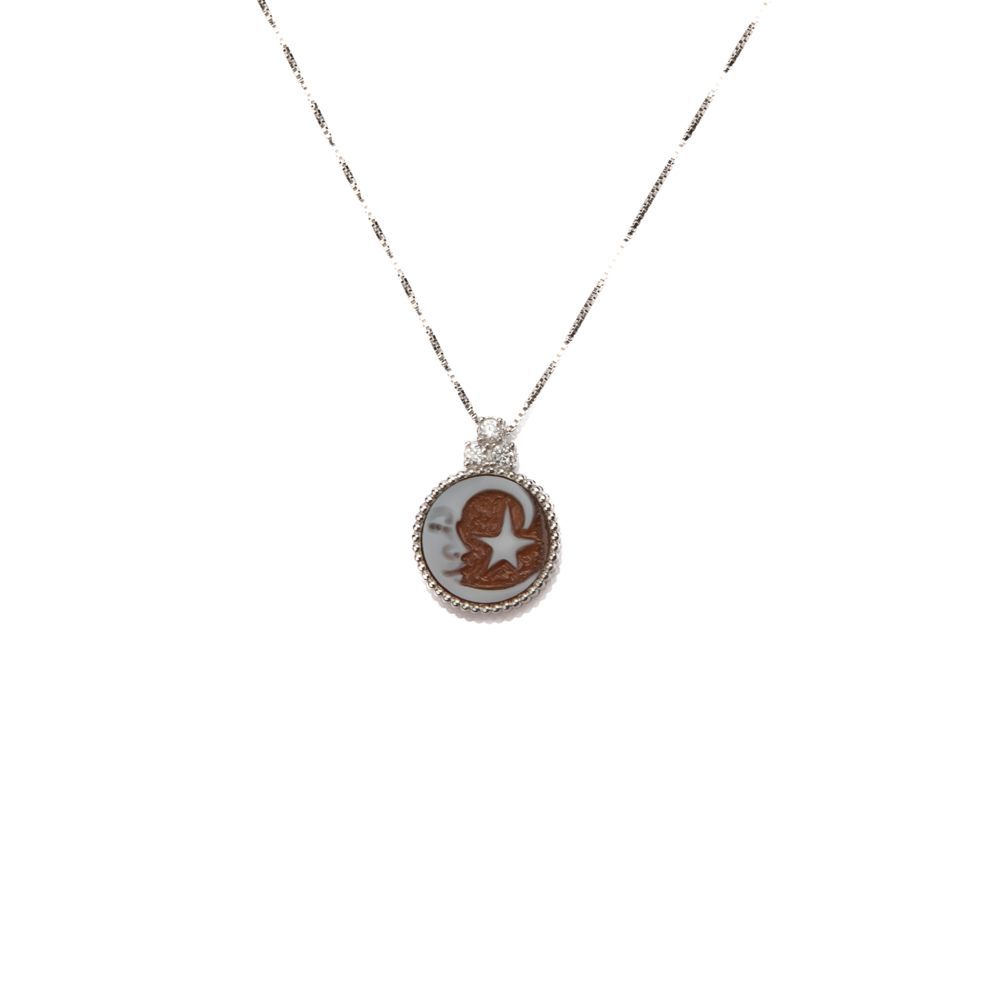 Collana argento con cammeo luna e stella Collana argento con cammeo luna e stella