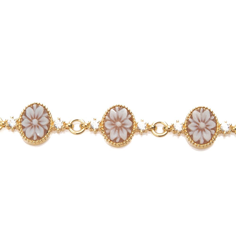 Bracciale Cammei Floreali – Finitura Placcata Oro