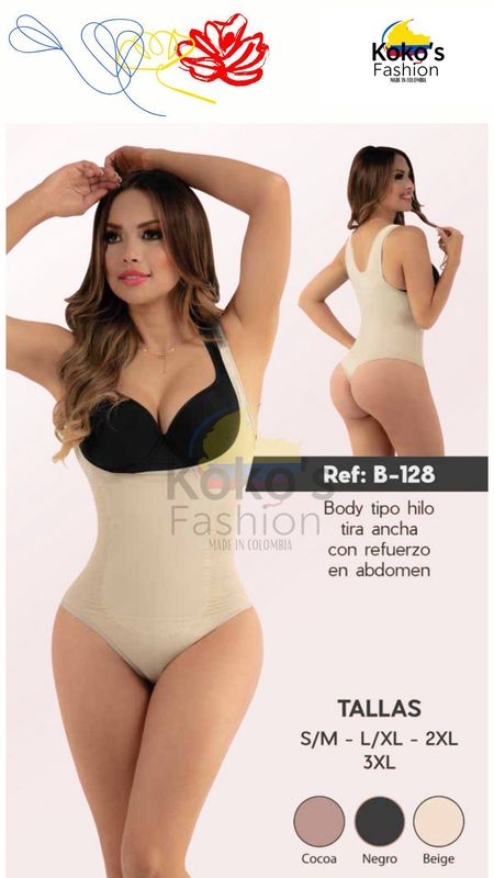 B-128 BODY TIPO HILO TIRA ANCHA CON REFUERZO EN ABDOMEN