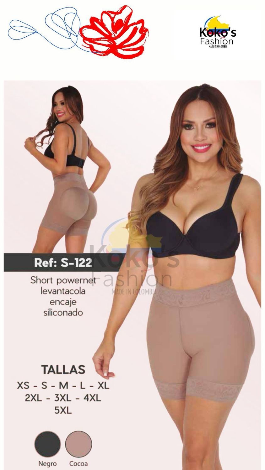 S-122 SHORT POWERNET LEVANTACOLA ENCAJE SILICONADO