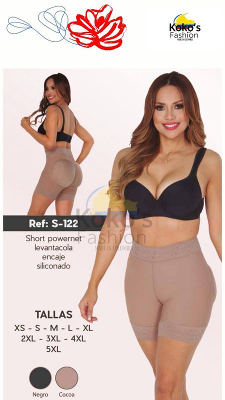 S-122 SHORT POWERNET LEVANTACOLA ENCAJE SILICONADO