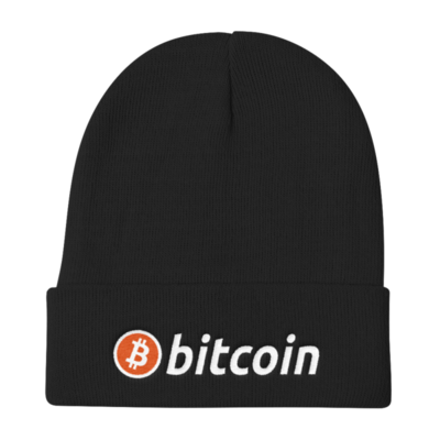 Bitcoin Knit Beanie - WHITE Logo