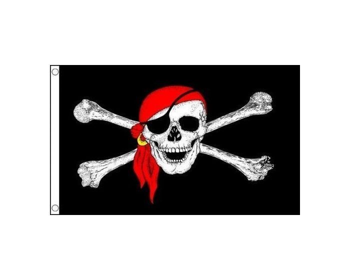 3 ft x 5 ft Polyester Flag - Jolly Roger (Red Bandana)