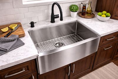 27 x 22 Inch 16 Ga Stainless Steel Apron Front Kitchen Sink
