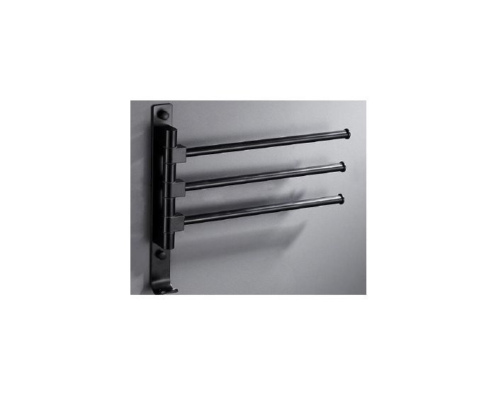 Swivel Three Arm Towel Bar Craftsman Series Matte Black Finish