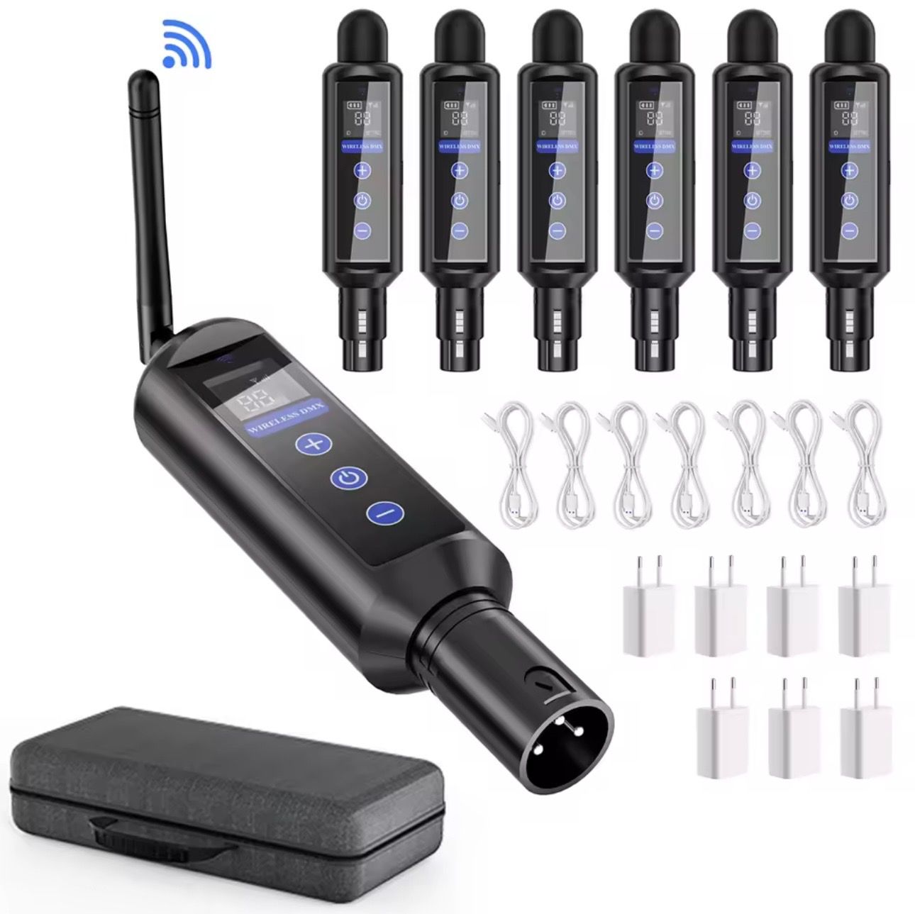 Draadloze dmx transmitter en 6 receivers