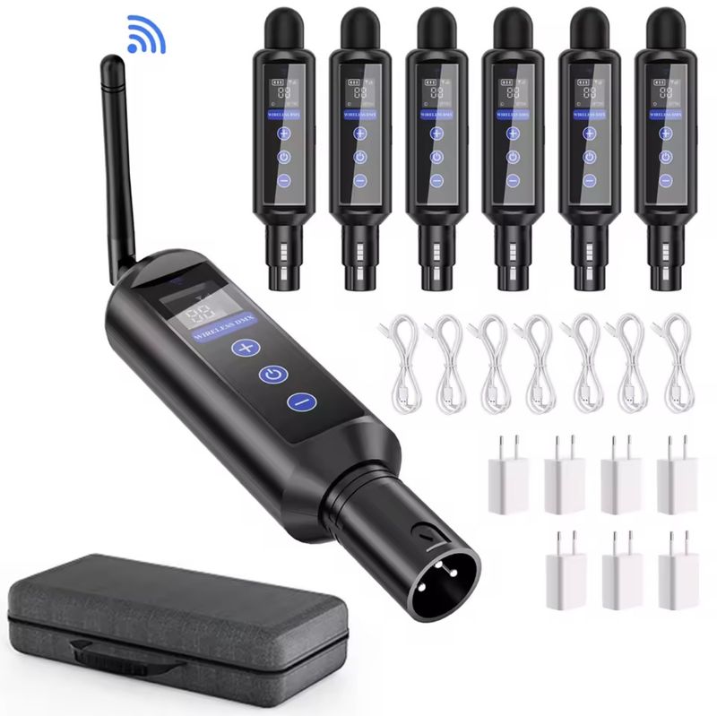 Draadloze dmx transmitter en 6 receivers