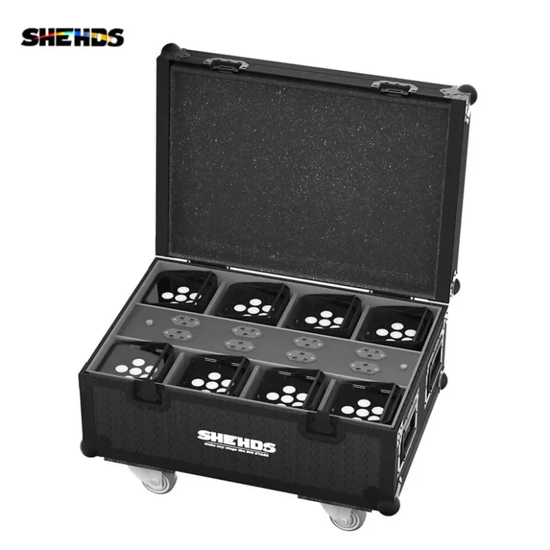 FLIGHTCASE met 8x led uplighters en oplaadfunctie