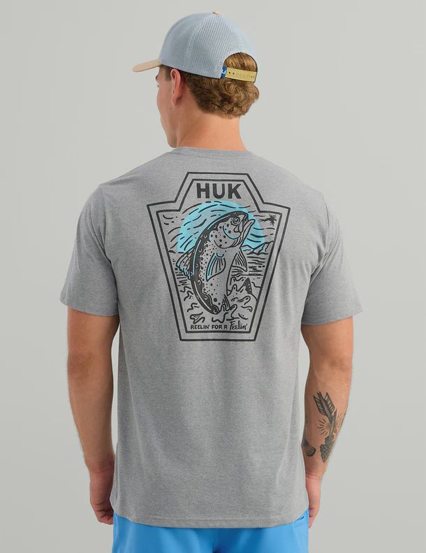 Huk Men's Scenic Pocket Tee Sharkskin Heather, Size: Medium