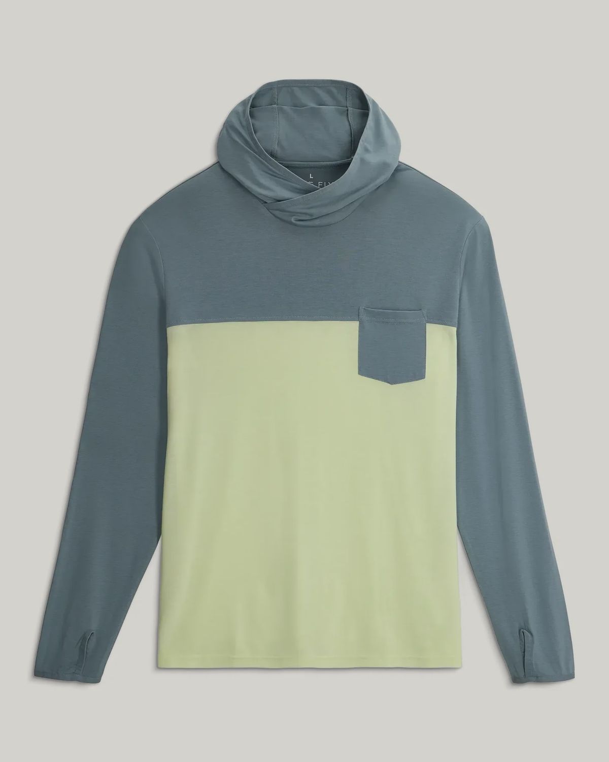 Free Fly Men's Bamboo Hybrid Hoodie Stormy Sea / Lime