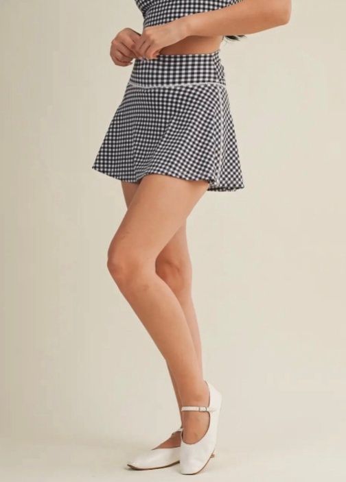 Kimberly C Gingham Print Mini Skort