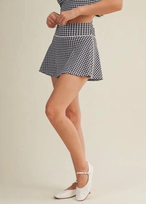 Kimberly C Gingham Print Mini Skort, Attribute: BLACK, Size: Small