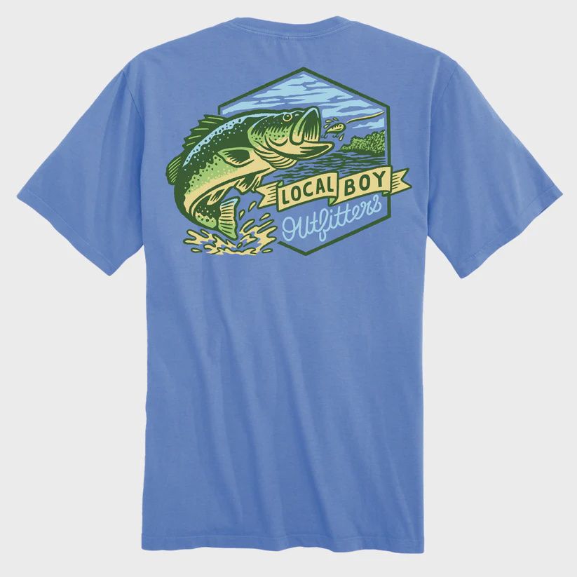 Local Boy Men's Big Bass T-Shirt Marina Blue, Size: Medium