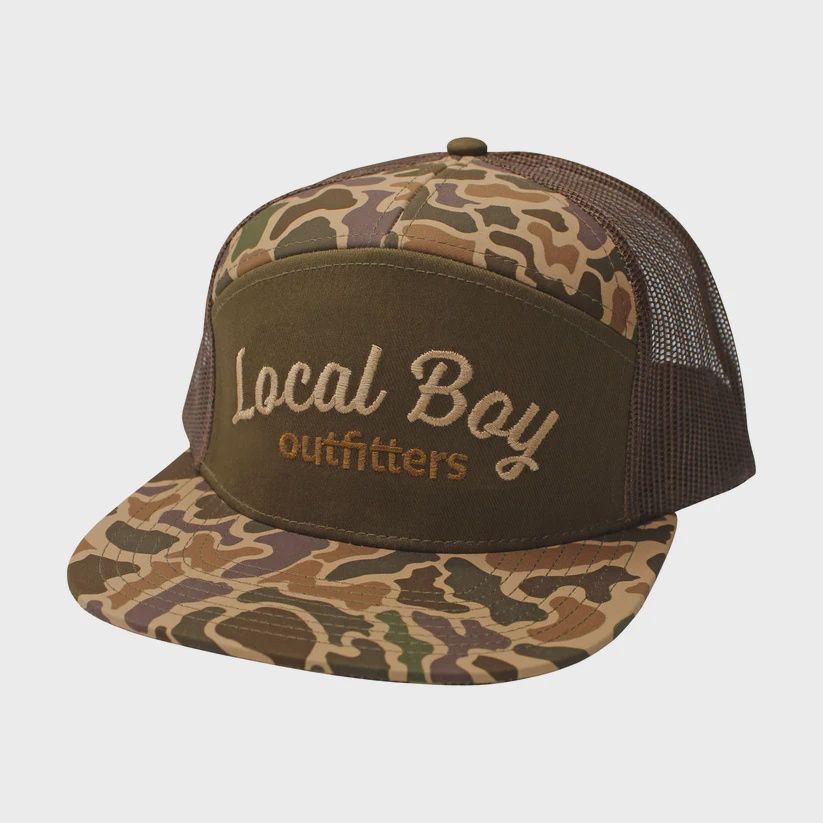 Local Boy Men Simple Script 7 Panel Hat