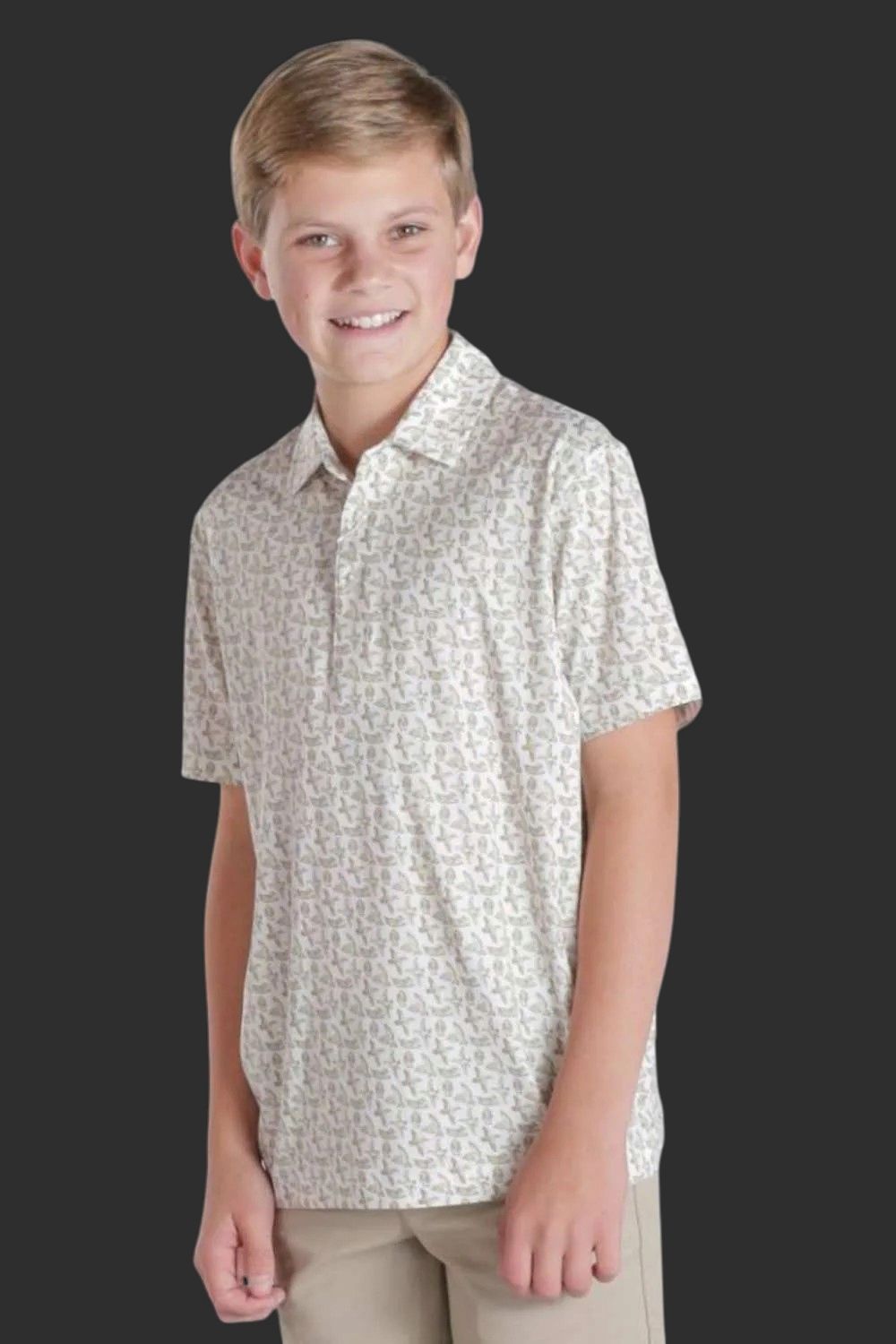 Simply Southern Youth Water Dude Polo for Boys in Beige