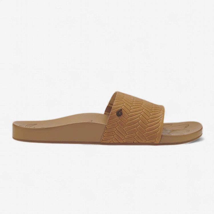 Olukai Women's Kīpe‘a Pono Slide Sandals Sahara/Weave, Size: 6
