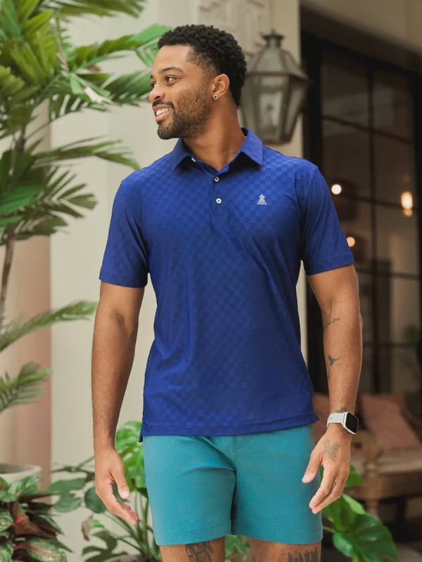 CHUBBIES TEXTURED PERFORMANCE POLO MIDNIGHT MARINE, Size: MEDIUM