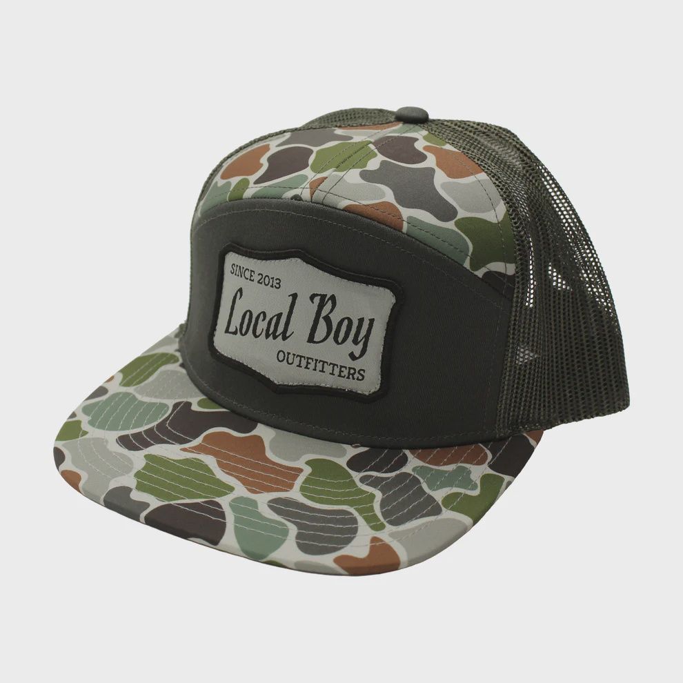LOCAL BOY Olde Patch 7 Panel Hat FOREST CAMO