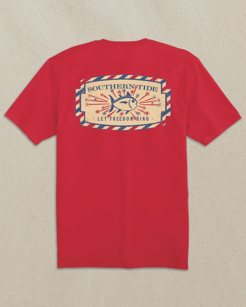 SOUTHERN TIDE Vintage Firecracker Label Short Sleeve T-Shirt, Size: MEDIUM