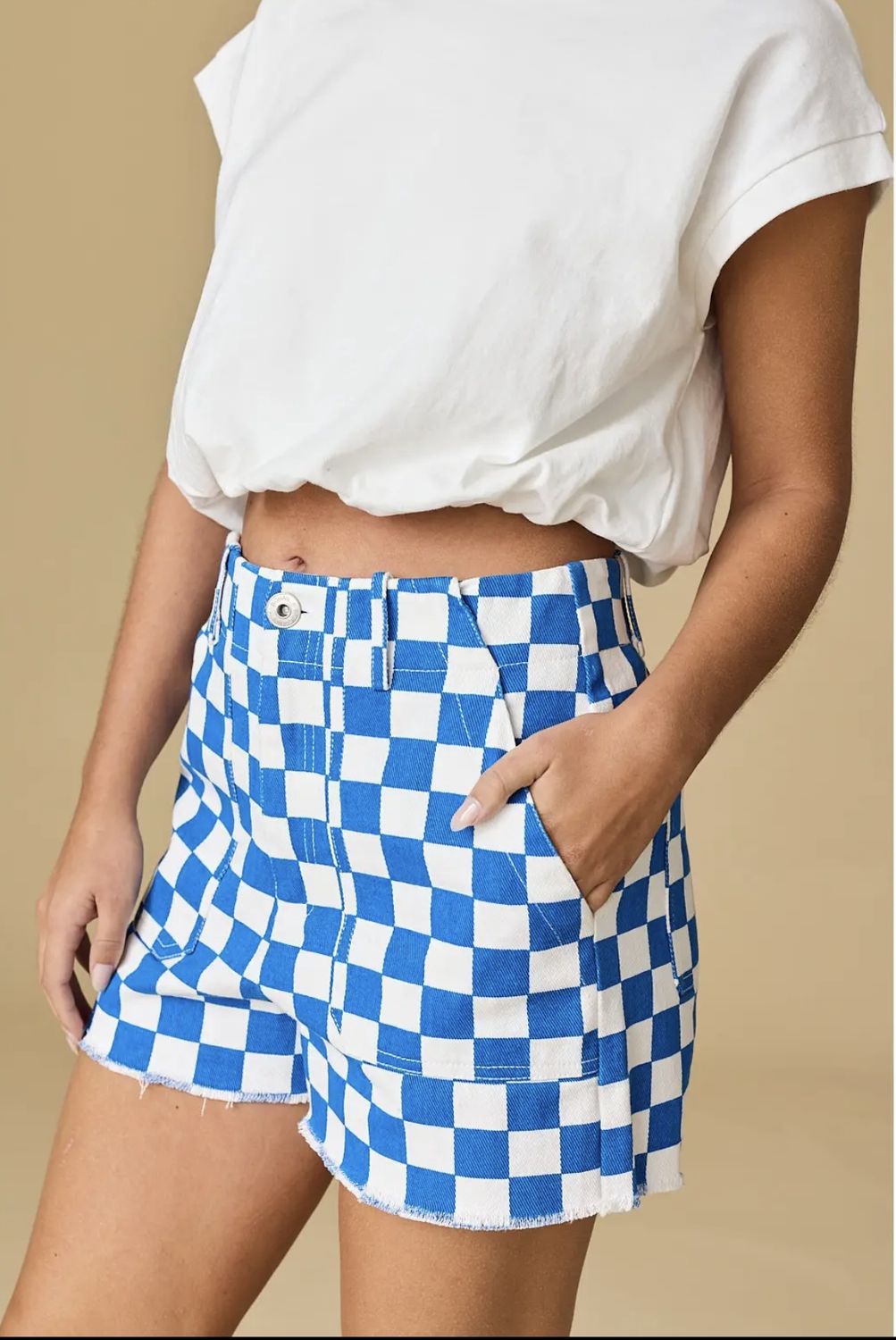 PAPERMOON CHECK SHORTS DENIM, Size: SMALL