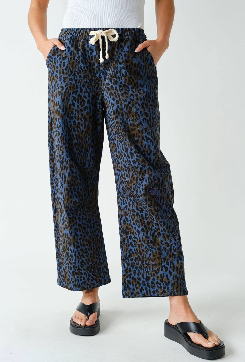 MONO B Leopard Lounge Wide-Leg Pants