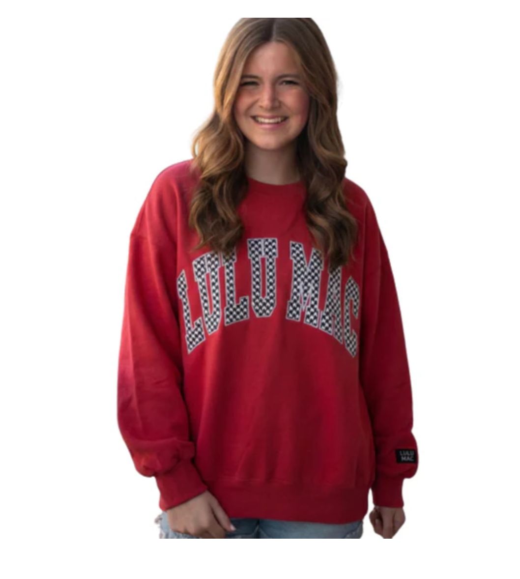 LULU MAC WOMEN LM-SW-1009 CRIMSON HOUNDSTOOTH-STITCH, Size: MEDIUM