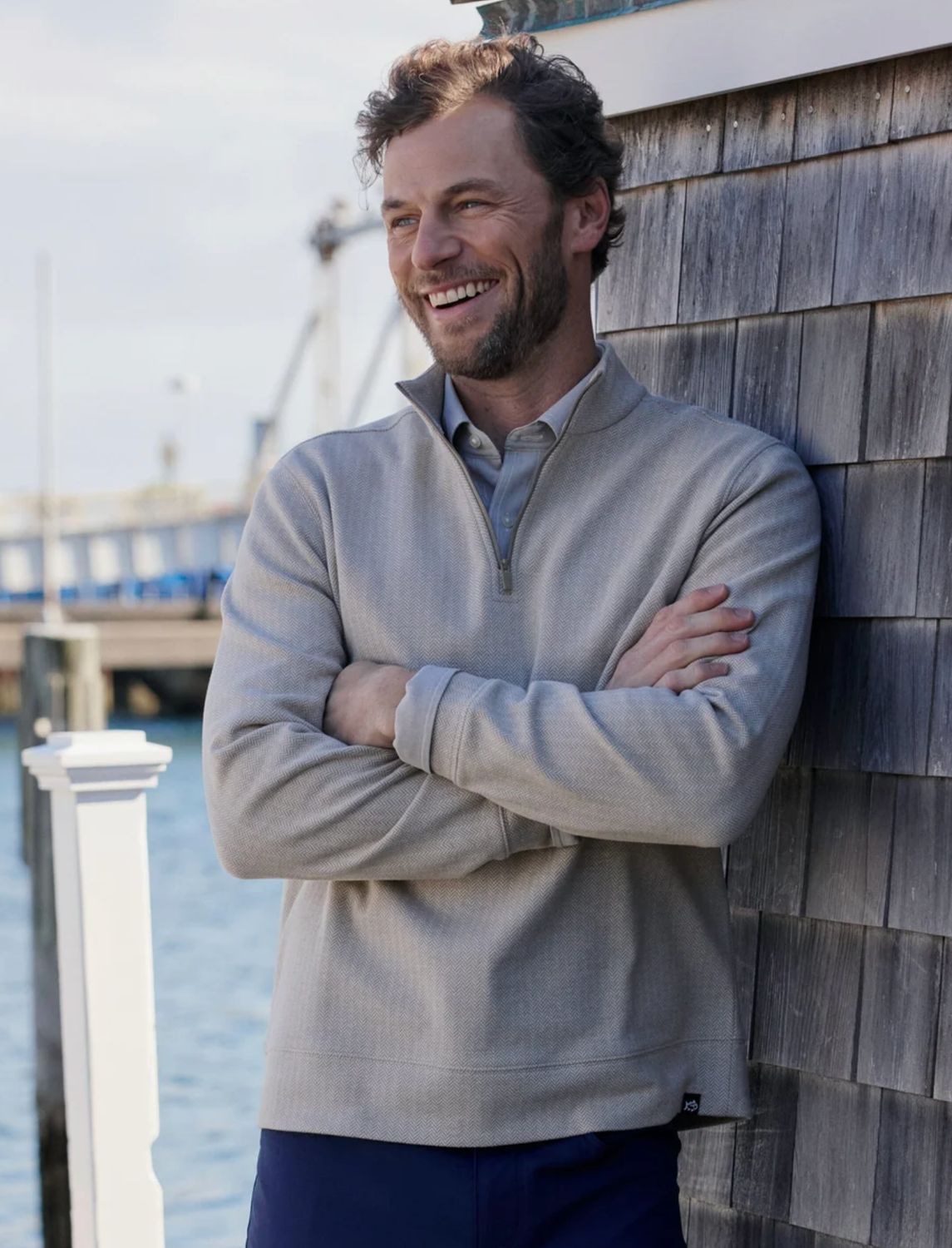 SOUTHERN TIDE MNE Adler Lane Quarter Zip, Size: MEDIUM