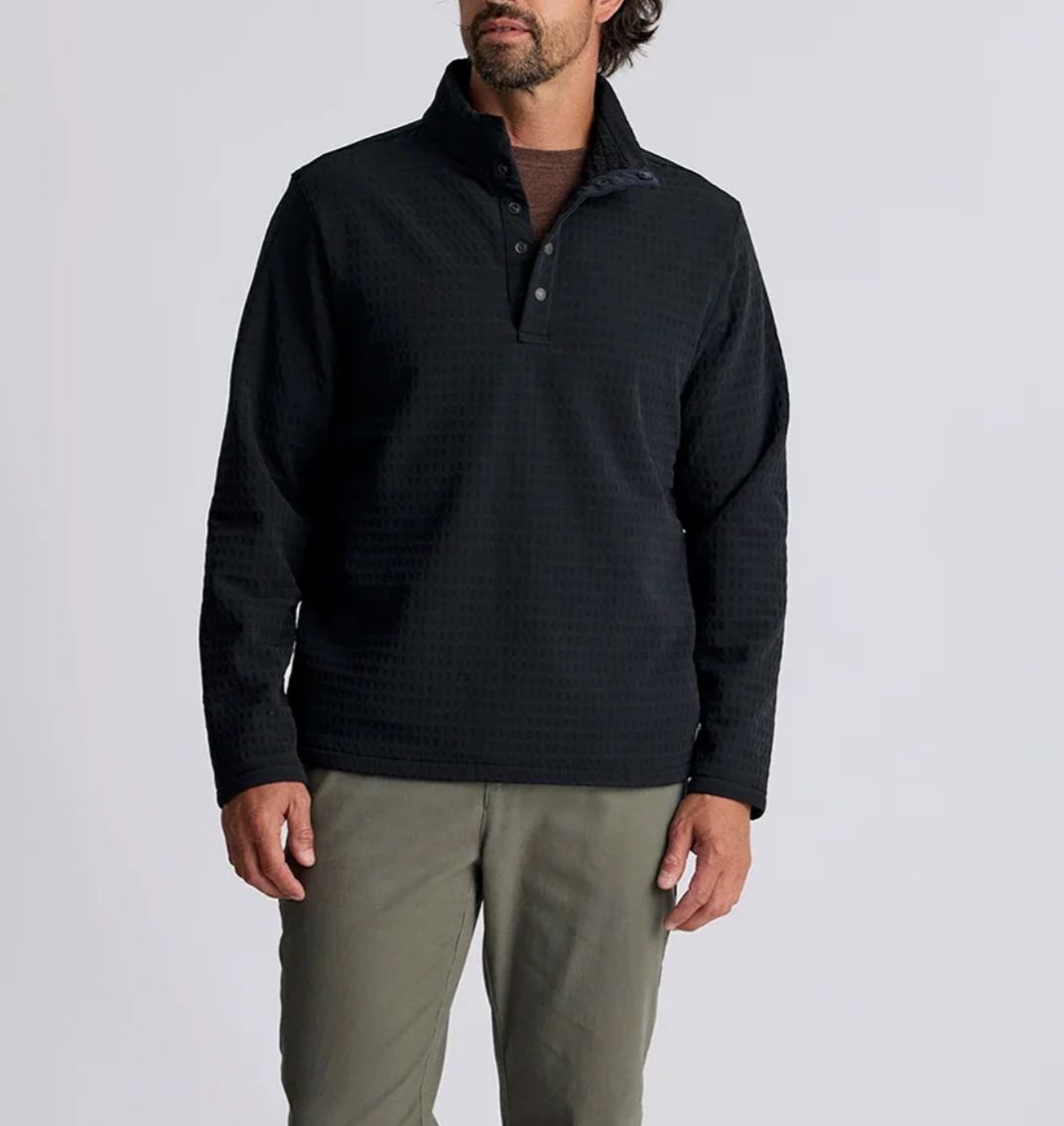 FREE FLY Men's Gridback Fleece Snap Pullover BLACK