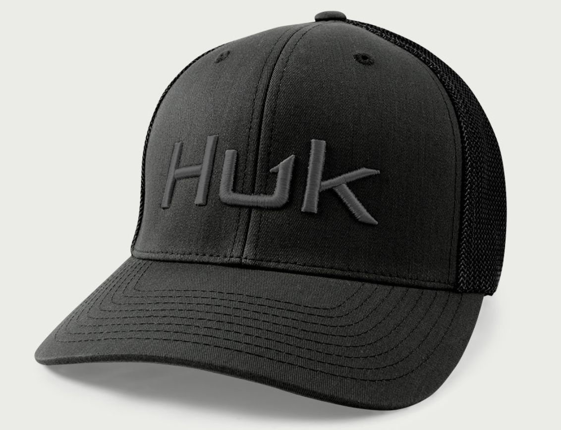 HUK EMBROIDERED 110 TRUCKER HAT BLACK