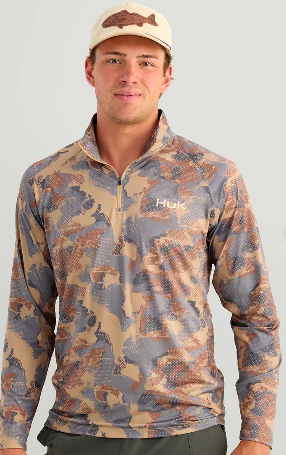 HUK MEN AIRWEIGHT KC PRINT 1/4 ZIP, Size: MEDIUM