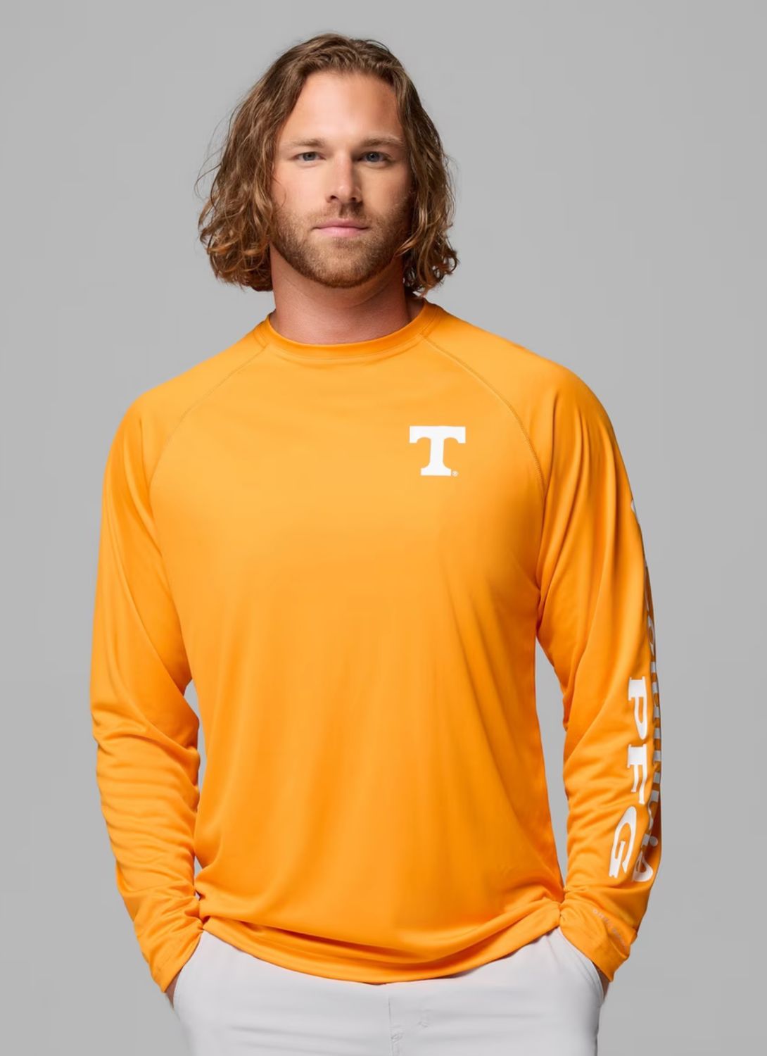 COLUMBIA Men's Collegiate PFG Terminal Tackle Long Sleeve Shirt - Tennessee, Size: MEDIUM
