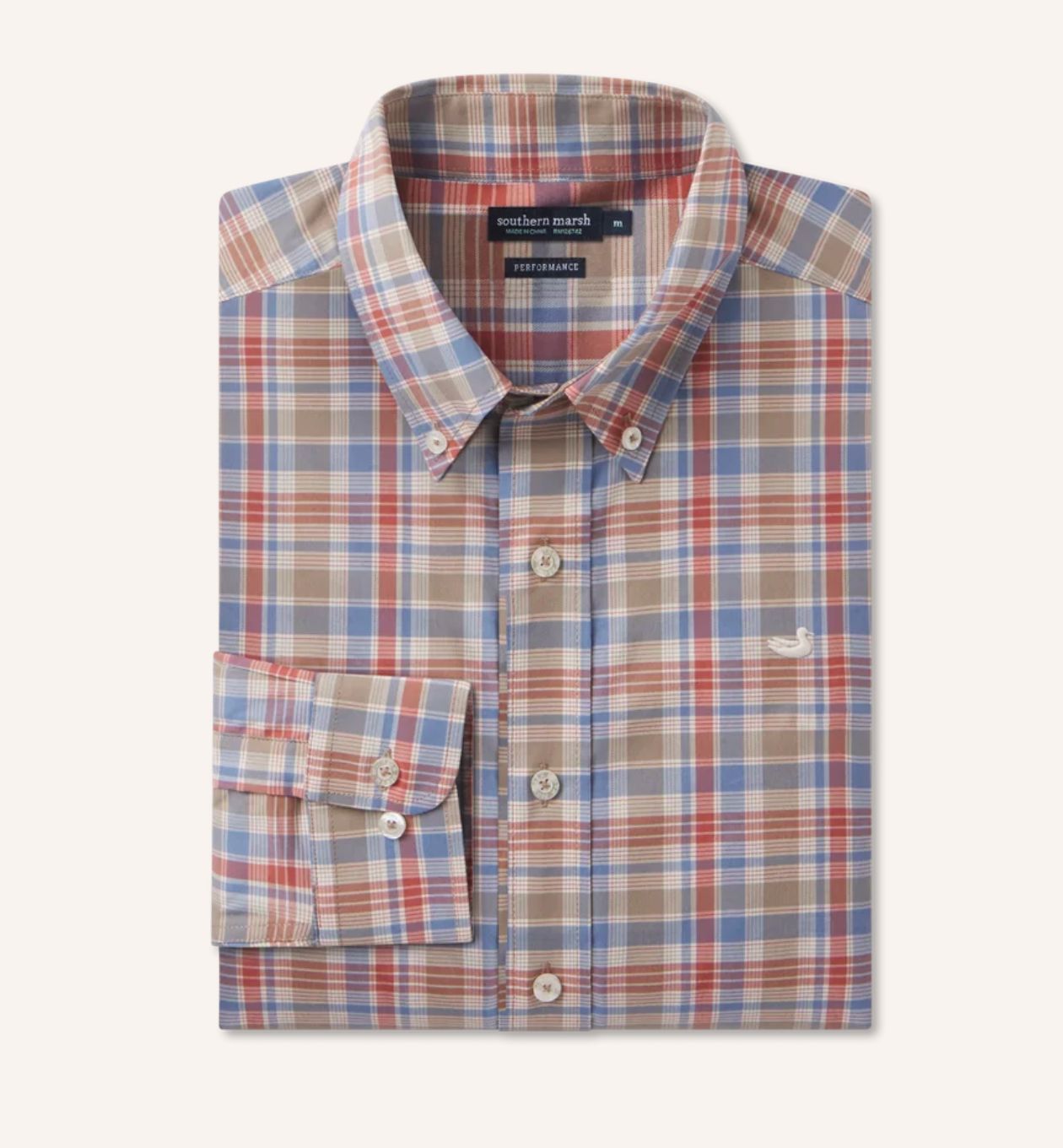 SOUTHERN MARSH MEN  Franklin Plaid Performance Dress Shirt