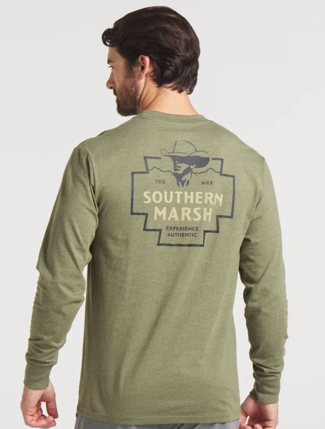 SOUTHERN MARSH MEN  Cowboy Badge Tee - Long Sleeve GREEN, Size: MEDIUM