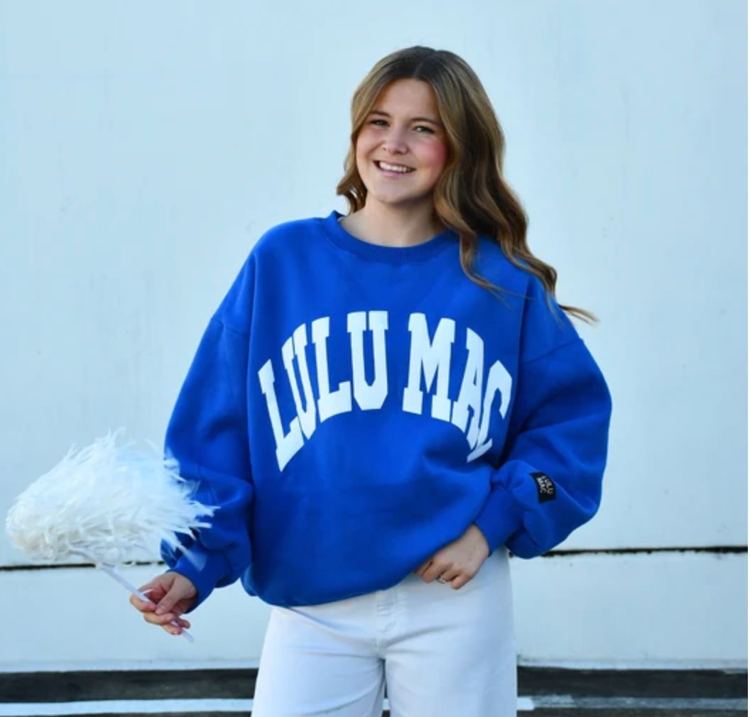 LULU MAC WOMEN LULU MAC SWEATSHIRT ROYAL/WHITE - PUFF, Size: SMALL