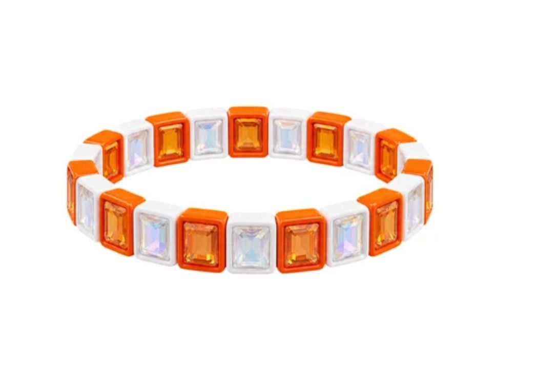 LULU MAC RHINESTONE BRACELET, Color: ORANGE