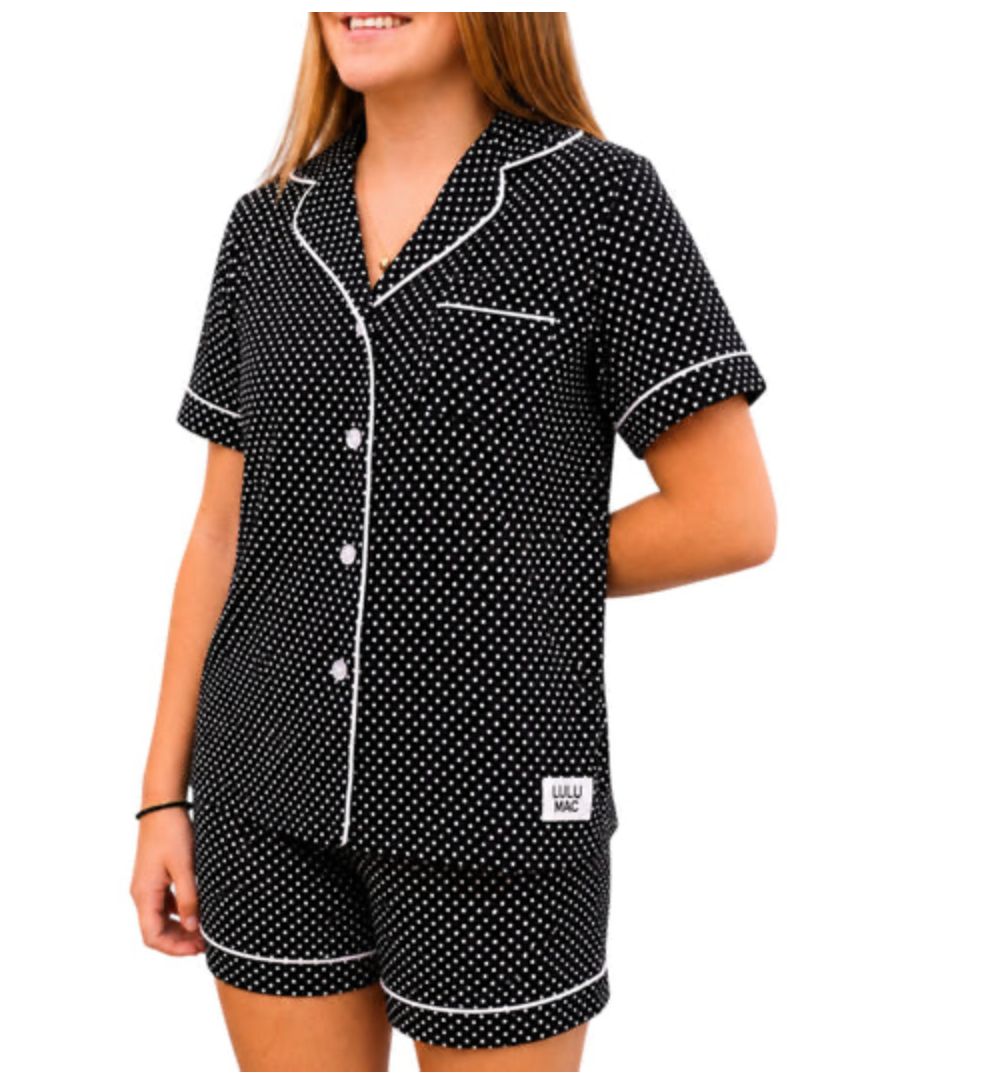 LULU MAC M-PJ-1000 BLACK/WHITE DOT, Size: XS