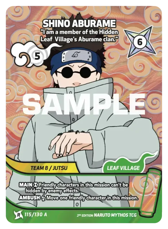 Shino Aburame - "I am a member of the Hidden Leaf Village’s Aburame clan." 115/130 A