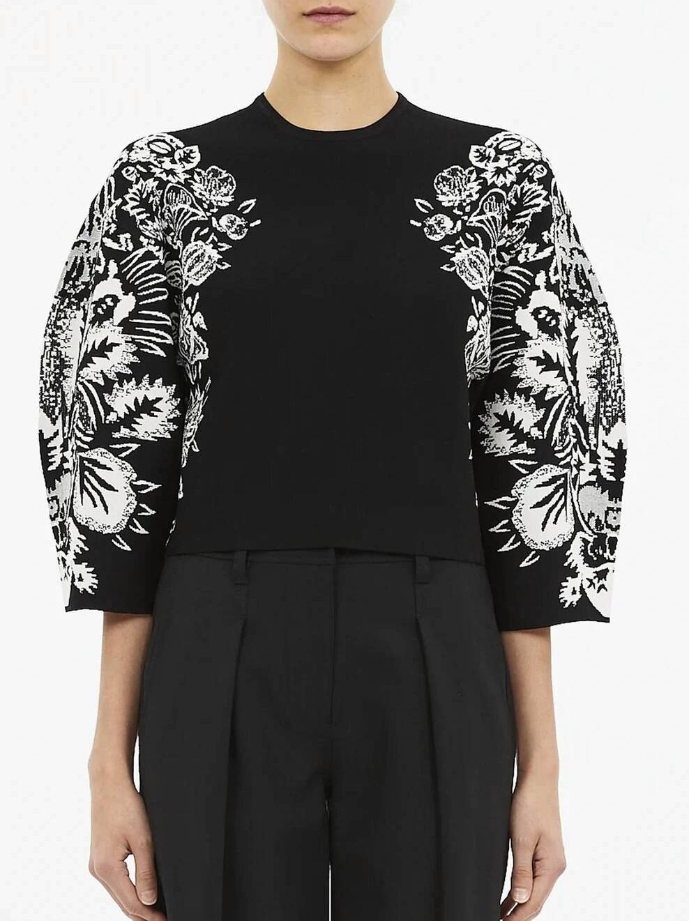 ALARA 3/4 JACQUARD PULLOVER, Color: NOIR, Size: S