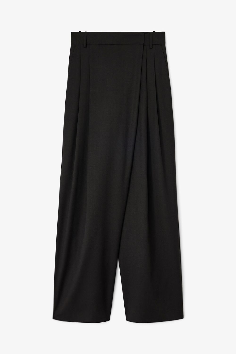 Calendered Wool Mid Waist Pants