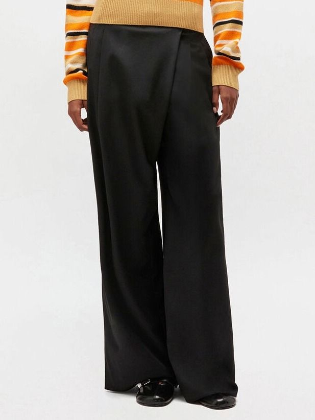 Calendered Wool Mid Waist Pants