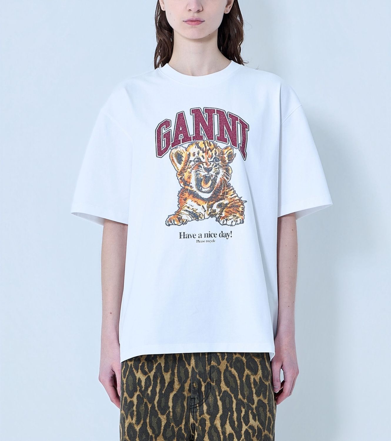 Heavy Cotton Jersey Beaded Baby Tiger Print